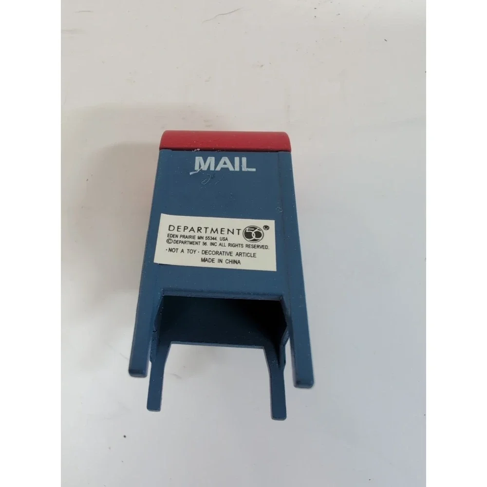 Christmas Village Metal Miniature MAILBOX‎ Red & Blue 2.25